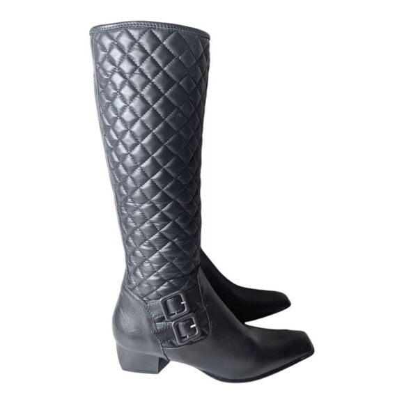 NWOB SESTO MEUCCI Italian Made Black Leather Knee High Boot Size 6.5N - Picture 2 of 9